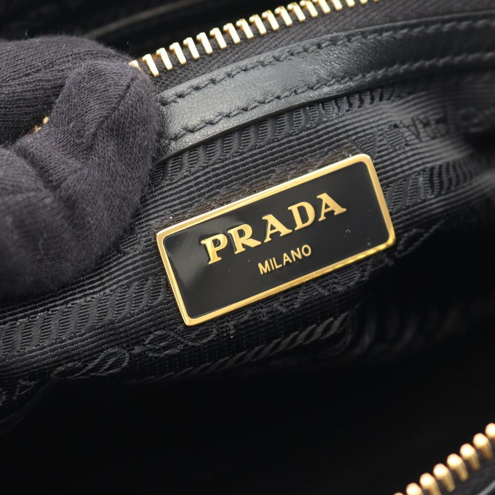 Prada LOGO JACQUARD Handbag Canvas Leather Black - Picture 3 of 7